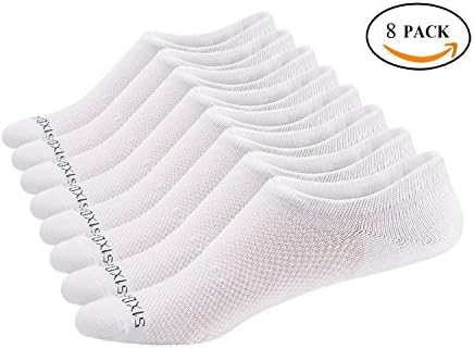 SIXDAYSOX Ankle Socks Men Low Cut Non Slip Anti Odor Bamboo Athletic White Socks for Women Shoe Size 6-12 Pack of 8