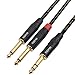 tisino 1/4 inch TRS Stereo to Dual 1/4 inch TS Mono Insert Cable Y-Splitter Stereo Breakout Cable Patch Cord - 6.6 feet