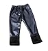 Swtddy Kids Winter Warm Leggings Stretch Girls Faux Leather Fleece Pants Thick Trousers (Tab Size 130(Height 120-130cm), Black)