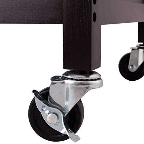 USA_BEST_SELLER Modern Rolling Kitchen Cart Island with Wooden Top Dining Serving Trolley (Brown)