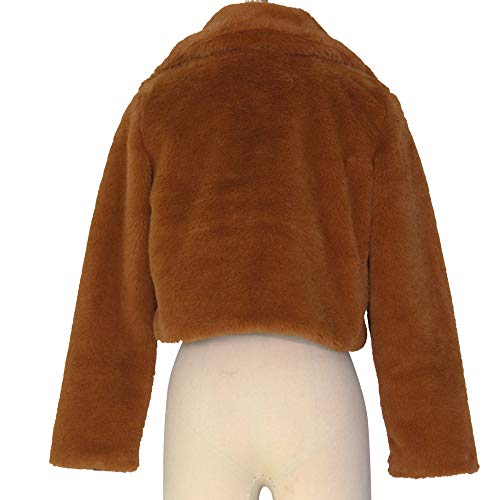 Fluffy Fleece Faux Fur Coats Womens Solid Color Long Sleeve Shaggy Lapel Short Jacket Outwear Warm Winter - Limsea - Thumbnail 4