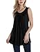Casual Sleeveless Tops,Timeson Women's Business Casual Round Neck Pleated Front Flowy Blouse Tank Black X-Large