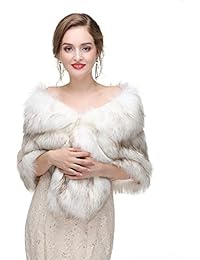 Leyidress Wedding Women Faux Fox Wraps Shawls, Pj170932, Size One Size