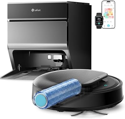 M5Max Robot Aspirateur Laveur Cartographie, 23 000 Pa, Brosse Roller 20 cm Zéro Enchevêtrement, Lavage du Rouleau à 75 °C avec Séchage Air Froid, Navigation dToF + PSD 2.0, Alexa/App, Gris