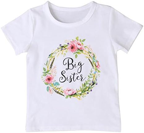 Toddler Girls Big Sister T Shirt Matching Little Sister Baby Bodysuits White (5-6T, Big sis)