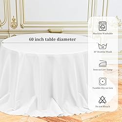 6 Pack White Round Tablecloths 132 Inch White