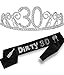 MEANT2TOBE 30th Birthday Sash and Tiara for Women - Fabulous Glitter Sash + Waves Rhinestone Silver Premium Metal Tiara for Her, 30th Birthday Gifts for 30 Party