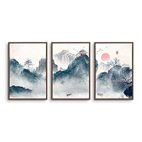 3 Piece Framed Canvas Wall Art Zen Canvas Prints Home Artwork Decoration for Living Room,Bedroom - 16"x24"x3 Panels