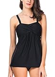 VERABENDI Summer Plus Size Two Pieces Tankini Top Swimsuit with Triangle Briefs