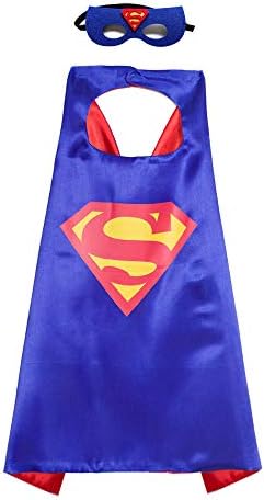 BEYOND MS 2 Pcs Superhero Cape and Mask Costume Set for Men&Girls, Children Dress Up Costume with Masks and Capes Satin, Cosplay Cloaks for Party Supplies