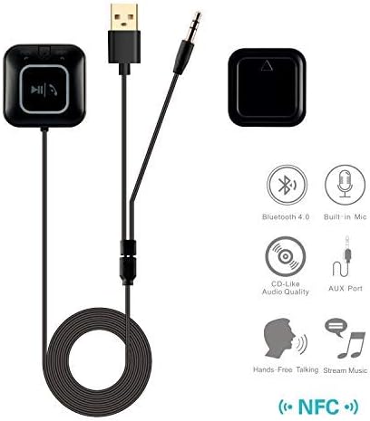 Bluetooth 4.0+EDR Car Kits, Cofuture Wireless Hands-Free Talking and Music Streaming Car Receiver with Built-in Mic,NFC,Car USB Port, Magnetic Mounting Base,3.5mm AUX Input Port for Car Audio System
