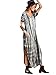 MakeMeChic Women's Boho Maxi Short Sleeve Split Pockets Tie Dye Long Dress Grey L