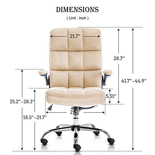 KERMS Velvet Office Chair Adjustable Tilt Angle and Flipup Arms