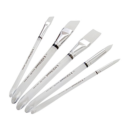 AQUAnaut - Series 997 Deluxe 5-Piece Paint Brush Set Best for Watercolors, Acrylic and Oils, Short Bevel Handles