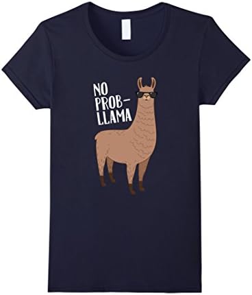 Womens No Problem No Prob Llama Funny Llama Graphic T-Shirt Large Navy