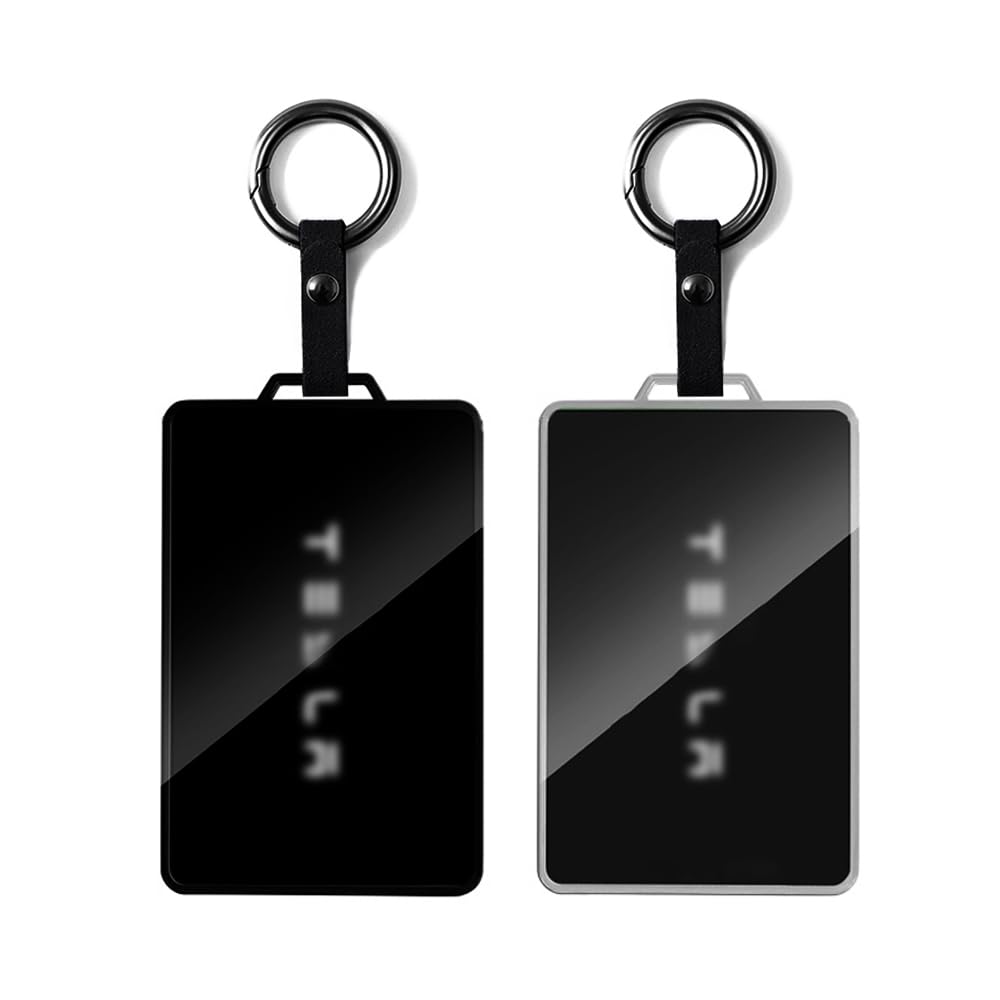 Photo 1 of Vnephoo 2PCS For Tesla Card Holder Cover, With keychainUltra Thin Full Protection Case for Model 3 Y S X Cybertruck and Rivian Transparent and Transparent Black