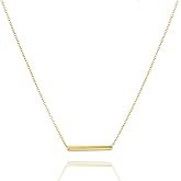 Spiritrain Minimalist Balance Tube Bar Pendant Necklace for Women Gold Silver Plated Simple Charm Horizontal Bar Stick Lightweight Chain Necklace for Birthday Christmas Jewelry Gifts