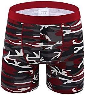Just For Plus Men's Jungle Camo Shorts Boxer Briefs 1 Pack Breathable Wine, 4XL