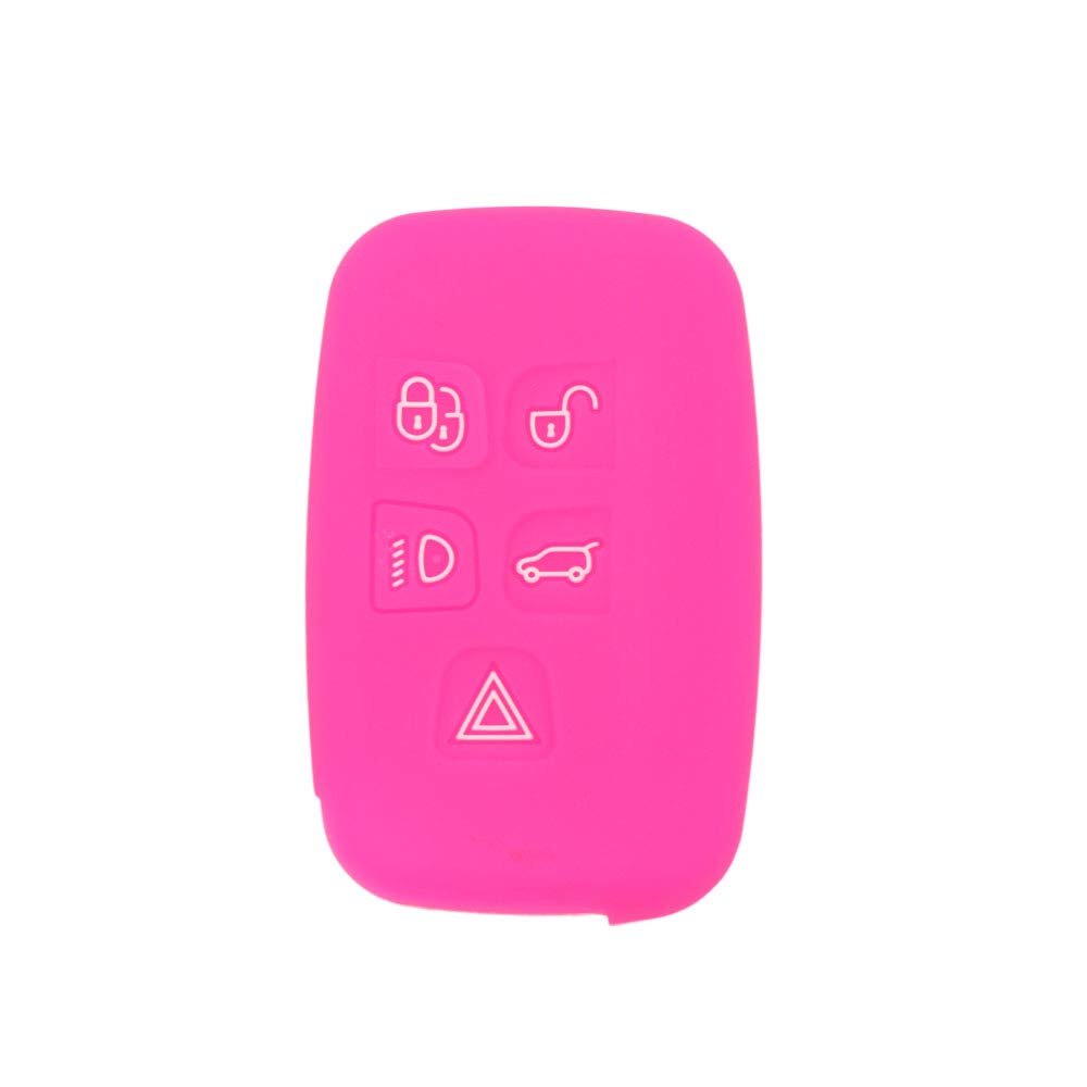 BROVACS Silicone Cover Protector Case Holder Skin Jacket Compatible with LAND ROVER LR4 Range Rover 5 Button Smart Remote Key Fob CV4982 Rose