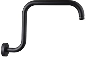 Enoughmen Shower Arm with Flange,13 Inch Stainless Steel S Shape High Rise Shower Head Extension Arm,Wall-Mounted Shower Head Arm Matte Black