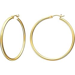 Gacimy Gold Hoop Earrings for Women, 14K Gold