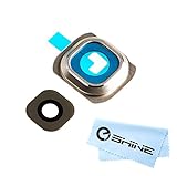 EShine Back Rear Camera Glass Lens Cover Ring Replacement + Adhesive for Samsung Galaxy S6 G920 (ALL CARRIERS) + Cloth (Gold)