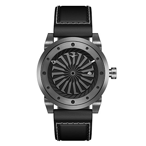 ZINVO Blade Mens Luxury Watch with Automatic Movement, Black Leather