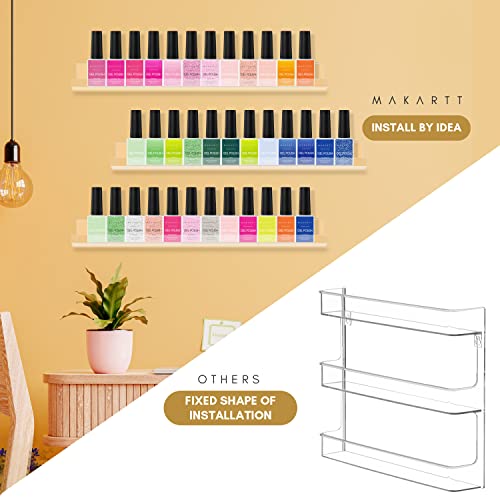 Makartt Nail Polish Rack Acrylic Wall Shelf Clear Nail Polish Organizer