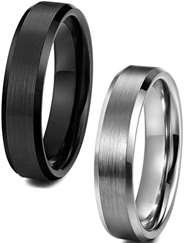 Tungary Jewelry Tungsten Carbide Rings for Men Women Wedding Engagement Band Promise Brushed 6mm Size 6-14 2 Pcs a Set