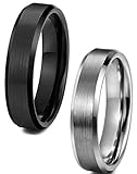 Tungary Jewelry Tungsten Carbide Rings for Men Women Wedding Engagement Band Promise Brushed 6mm Size 6-14 2 Pcs a Set 2-6.5