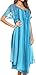 Sakkas 17604 - Myani Two Tone Embroidered Sheer Cap Sleeve Caftan Long Dress | Cover Up - Turq - OS