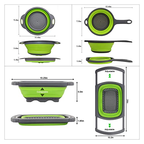 Collapsible Colander Silicone Strainer Set 3 Foldable Food Strainers