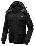 Wantdo Men's Warm Ski Jacket Hooded Mountain Waterproof Winter Coat Windproof Raincoat Outdoors Parka
