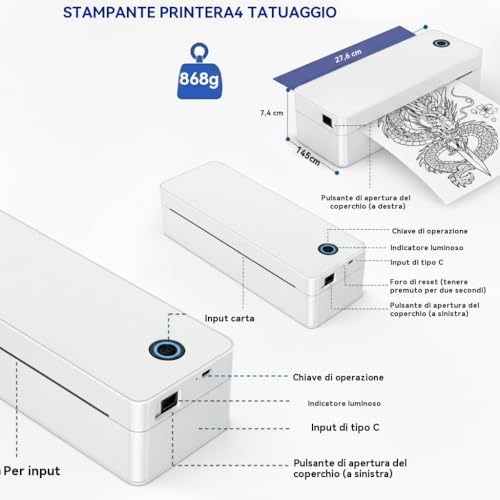 Fuhuihe Stampante per tatuaggi Macchina per trasferimento modelli A4 Stampante