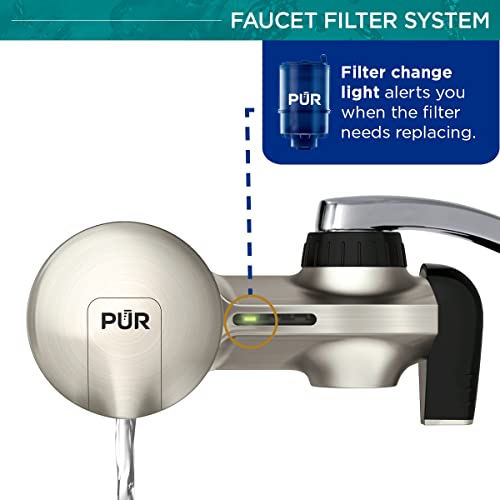PUR PLUS Faucet Mount Water Filtration System, Stainless Steel