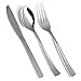 Klikel 300 Piece Plastic Silverware Set - 100 Person Service - 100 Each of Spoons, Forks And Knives – Heavy Duty Disposable Silver Cutlery - Elegant Reusable Paper Goods And Dinner Party Supplies