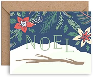 Set of 12 Christmas Cards - Navy Floral Noel (12 Christmas Cards + Envelopes) - By Palmer Street Press