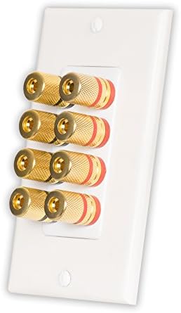 Acoustic Audio AAWP4 Banana Post 4 Speaker Home Audio Wall Plate Wire Jack