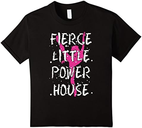 Kids Top Girls Gymnastics Fierce Little Powerhouse Gift T Shirt 4 Black