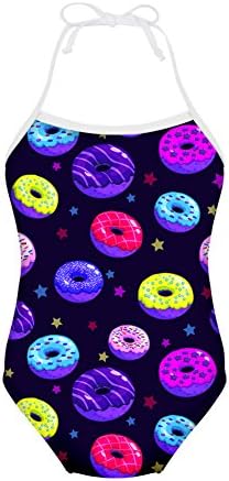 Cozeyat Girls Swimsuits Donuts Pink Heart One Piece Swimwear Bikini for Kids Trips