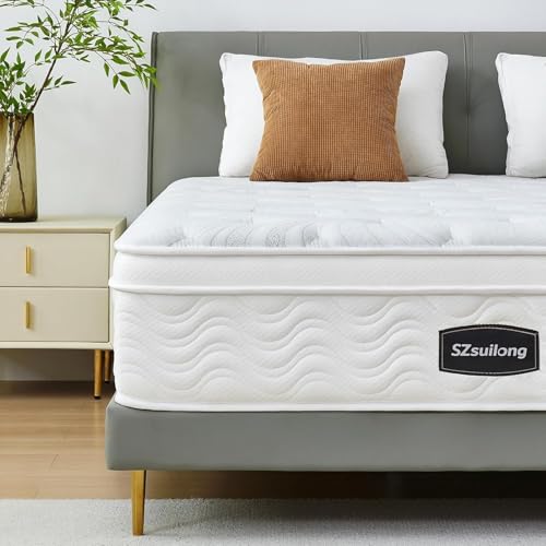 SZsuilong Mattress 140 x 190, 29 cm Thickness H3 H4 Hybrid Mattress with Memory Shape and Independent Bagged Springs, High Resilience 7 Zones, Perfect Support, Ultra Breathable, Oeko-Tex Certified
