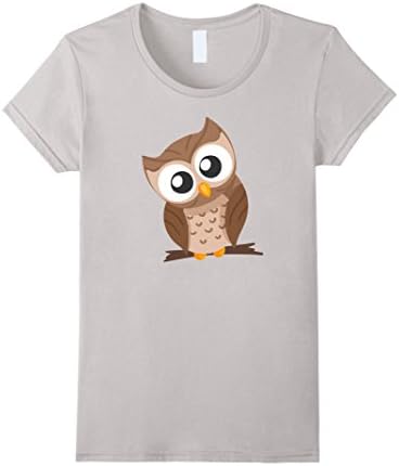 Womens Cute Owl Shirt: Funny Animal T-Shirt Small Silver