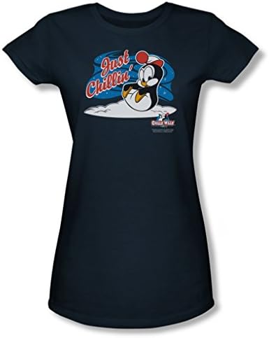 Chilly Willy - Womens Just Chillin T-Shirt In Navy, Size: Large, Color: Navy