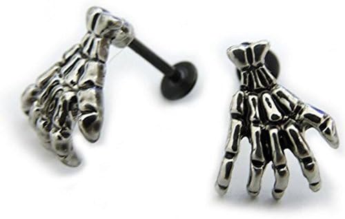 16 Gauge 5/16 Stainless Steel Skeleton Hand Labret Monroe Lip Ring