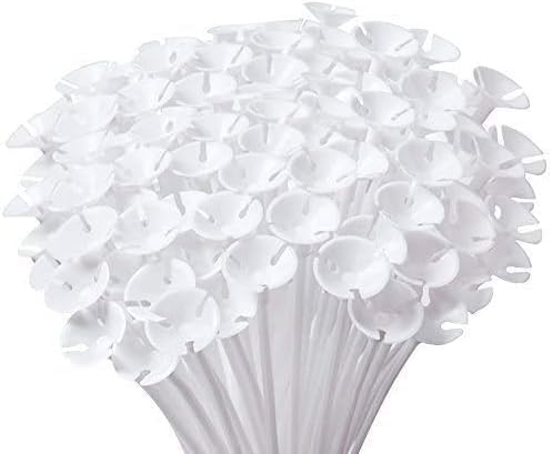 Balloon Sticks,IBanana 200 Pcs Plastic Reusable Thicken Milk-White Balloon Sticks Holders with Cups Suit for Wedding, Birthday, Holidays, Anniversary, Party Decor