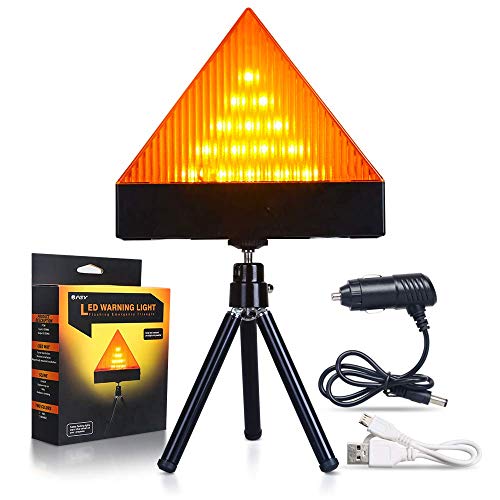 2-in-1 LED Warning Triangle Light Roadside Hazard Warning Light Reflective Warning Road Safety Triangle Kit Led Emergency Beacon Light Rooftop Strobe Light for Car Truck Boat