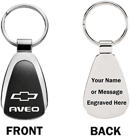 Personalized Chevy Aveo Keychain &amp; Keyring - Black Teardrop