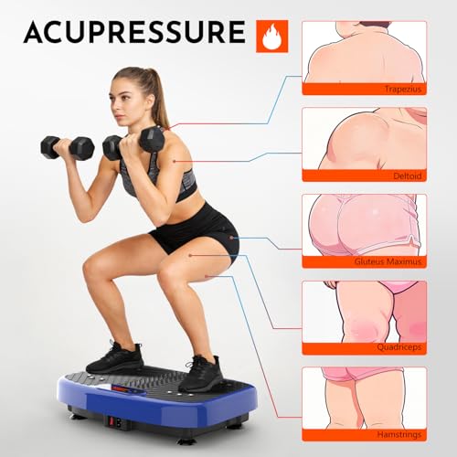Vibration Plate Exercise Machine Weight Loss, Full Body Workout Vibration Plate Lymphatic Drainage,199 Adjustable Speeds Power Shaping Vibrating Plate Built-in Bluetooth Speaker