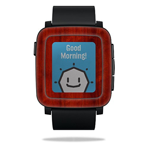 MightySkins Protective Vinyl Skin Decal for Pebble Time Smart Watch cover wrap sticker skins Cherry Wood - Thumbnail 3