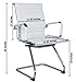 US Office Elements PU Leather Office Guest Chair for Reception with Removable Arms - Sled Base Without Wheels for Desk, Waiting Room,Lobby Conference Room - Set of 2, White